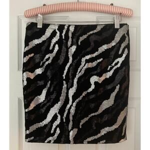 Sequin Skirt Black and Silver Small Aqua Whimsygoth Chic Glamor